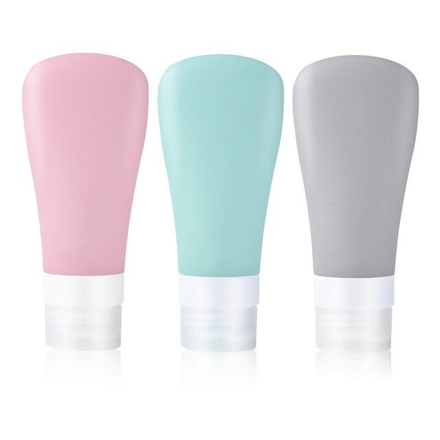3Pcs 60/90ml Silicone Refillable Bottle Travel Shampoo Bottle Lotion Travel Packing Press Bottles Portable Cosmetic Container: 90 ml