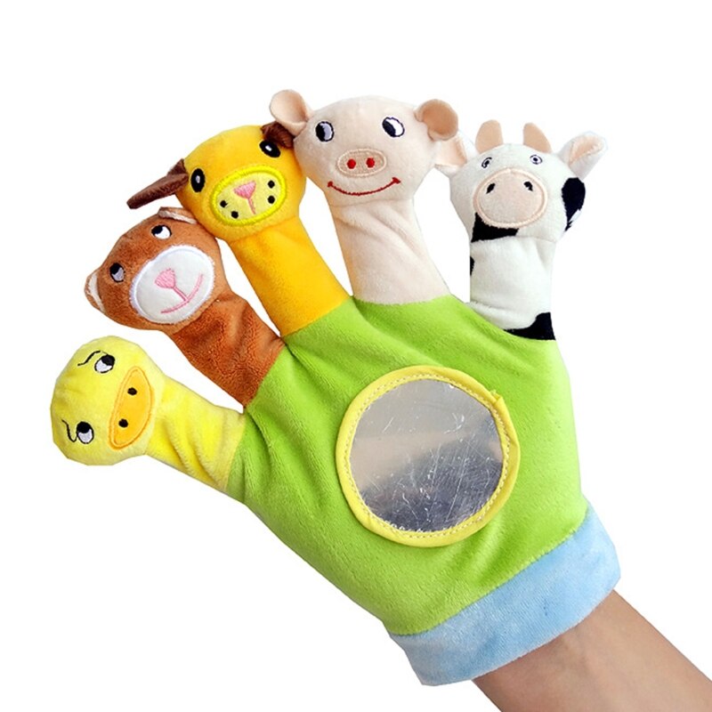 Peuter Baby Kind Zoo Dier Handpop Handschoen Vinger Knuffel Cartoon Verhaal Simuleren Pop