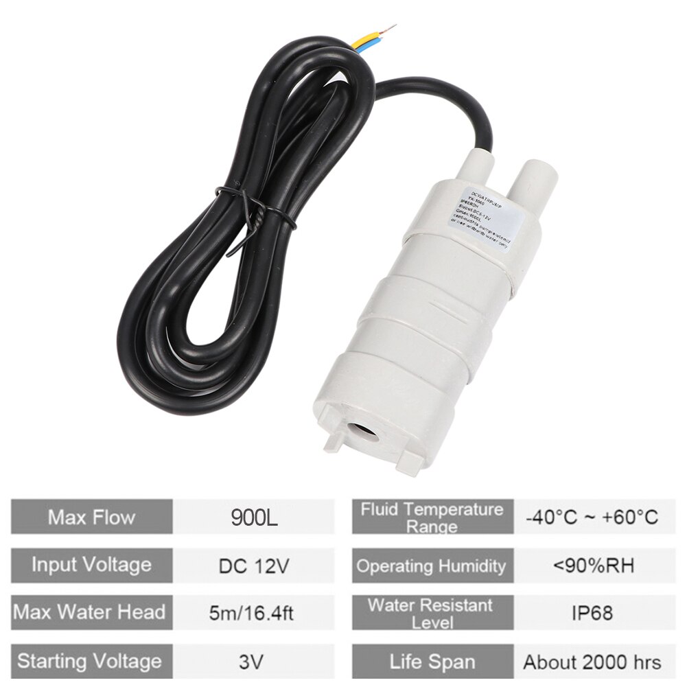 DC 12V Submersible Water Pump 900L/H 5M High Lift Diesel Oil Water Pump High Flow Engineering Plastic Mini Water Pump