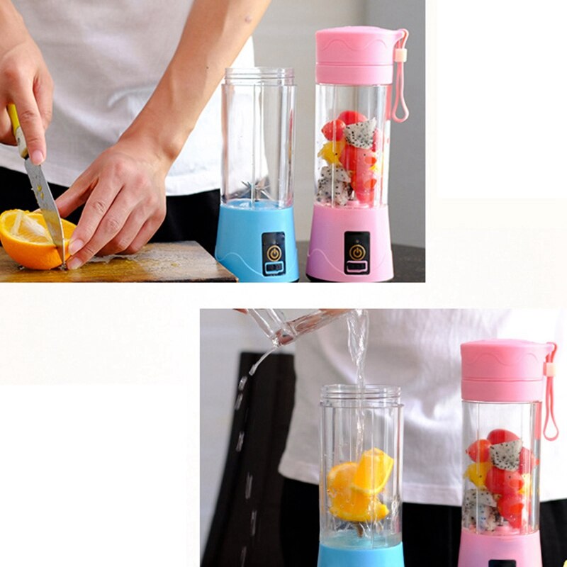 AD-380Ml Portable Juicer USB Rechargeable 6 Blades Juicer Smoothie Blender Machine Mixer Mini Juice Cup Green