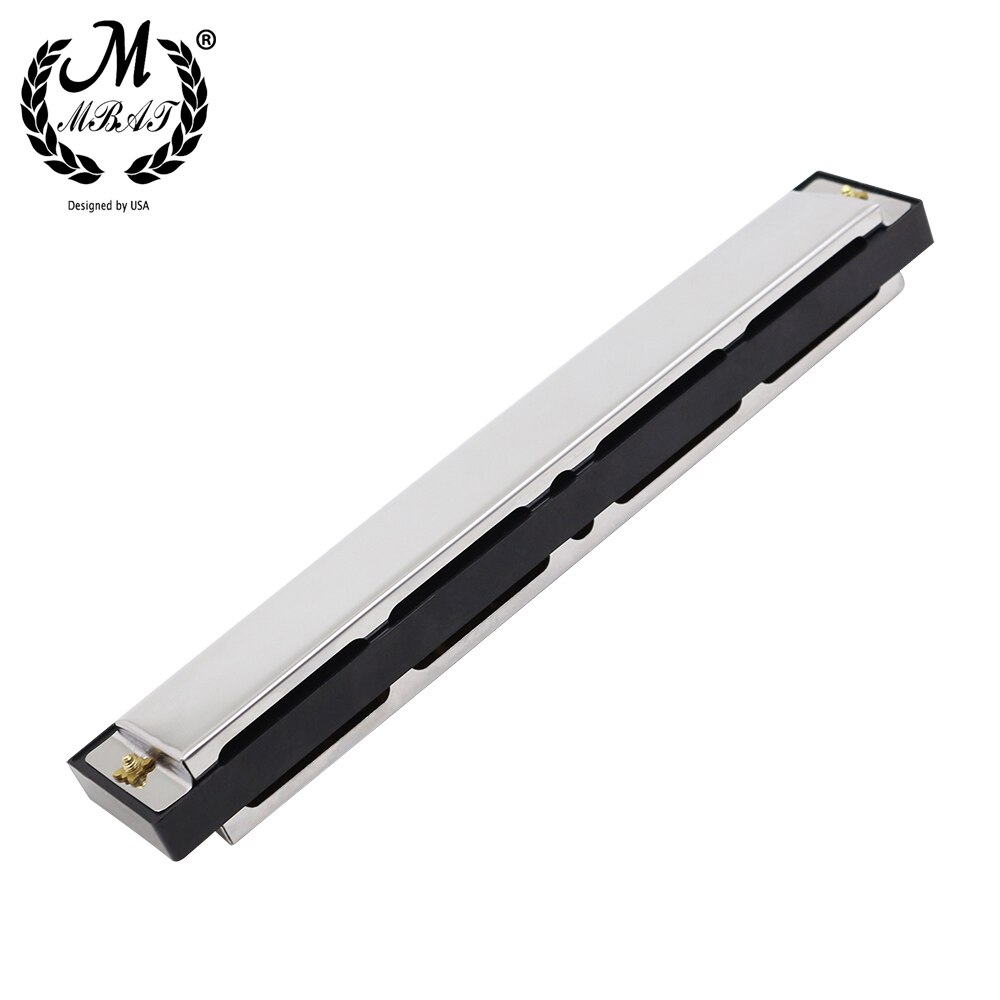 M MBAT 24 Holes Harmonica Tremolo Key C Silver Blues Jazz Rock Musical Instrument Diatonic Harp Beginner Musical Instrument