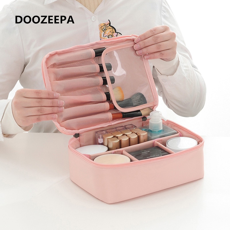 Bolsa para maquiagem em cores pastéis, bolsa organizadora para itens de higiene pessoal portátil para viagem, beleza e armazenamento