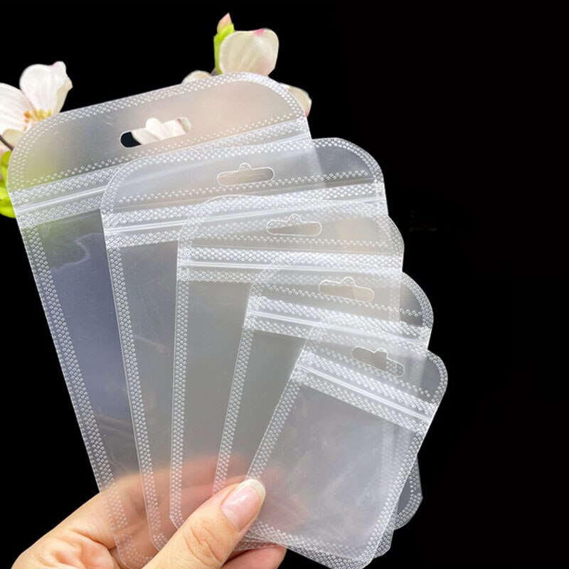 50 stücke Selbst Abdichtung OPP Beutel mit Hängen See Verdicken transparent Gefrostet Kunststoff Verpackung Beutel für DIY Schmuck Anzeige Lagerung: gefrostet / 6.5x10innere5.5x7.5cm