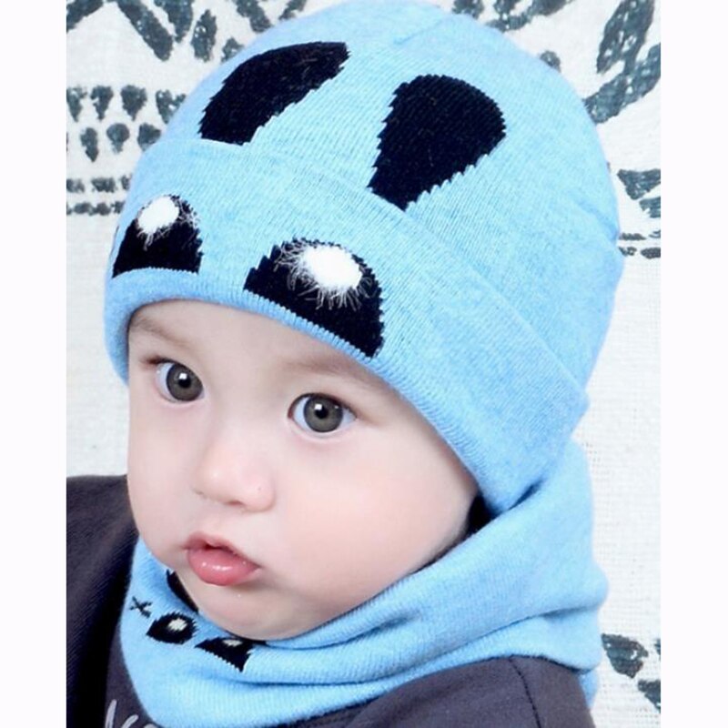 2Pcs Baby Hat Scarf Set Bear Cat Winter Spring Autumn Warm Knit Baby Cap Bonnet Kids Hat Boy Girl Caps Boys Girls Crochet Beanie