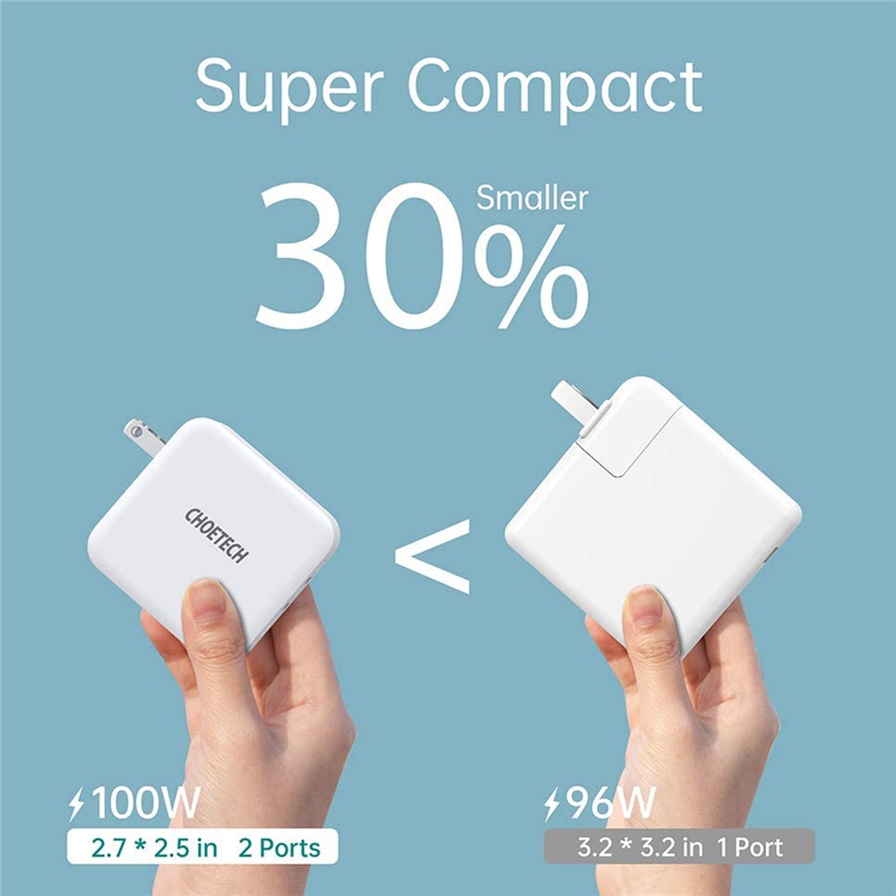 100W GaN Dual USB tipo-C cargador para iPad Pro cargador de pared para iPhone 11 Pro Teléfono para Samsung/Huawei/ASUS/Lenovo/DELL Tablet