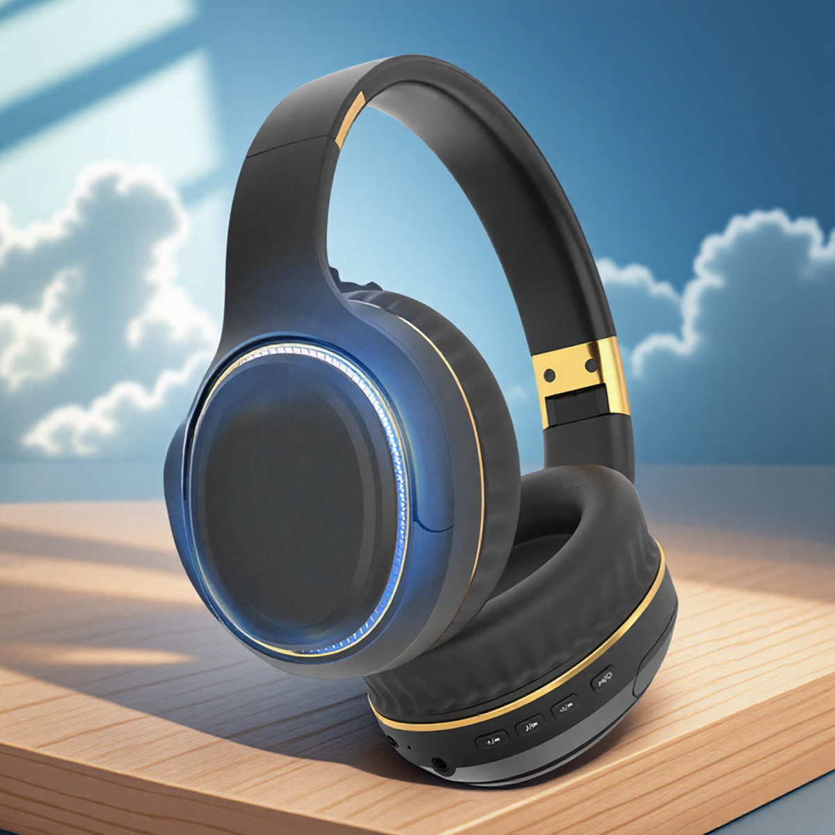 Auriculares Bluetooth supraaurales plegables inalámbricos Luz de respiración Opción con cable Juegos de PC Música