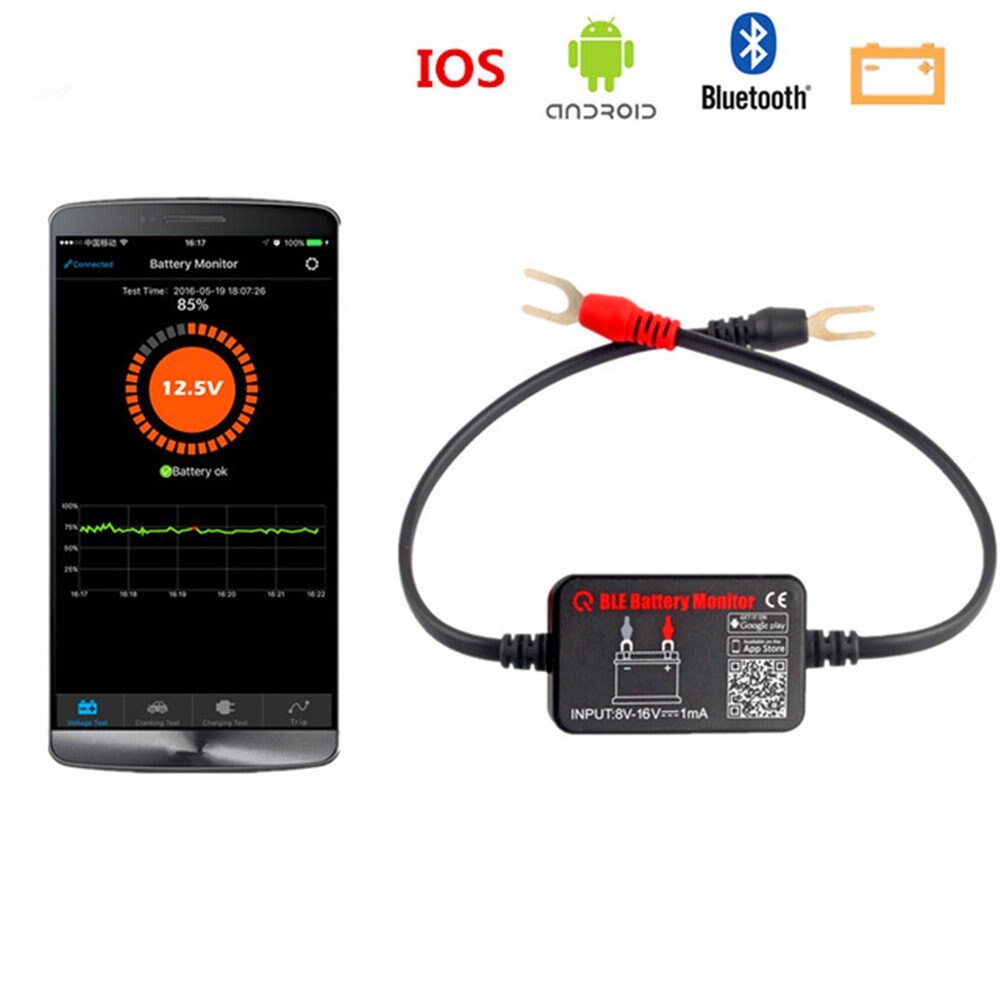 thumbnail image 2 of LNEX Bluetooth Battery Monitor For 12V/24V Systems - Wireless Car Battery Tester With Alarm, Charging Test For Solar, RV, Boat, Motorcycle 2 of 14