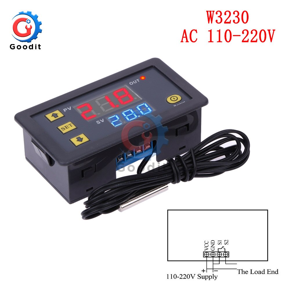 Fastsaw W3230 Digital-Thermostat DC12V 20A – Mit LED-Anzeige Und NTC-Sensor, Heizen & Kühlen