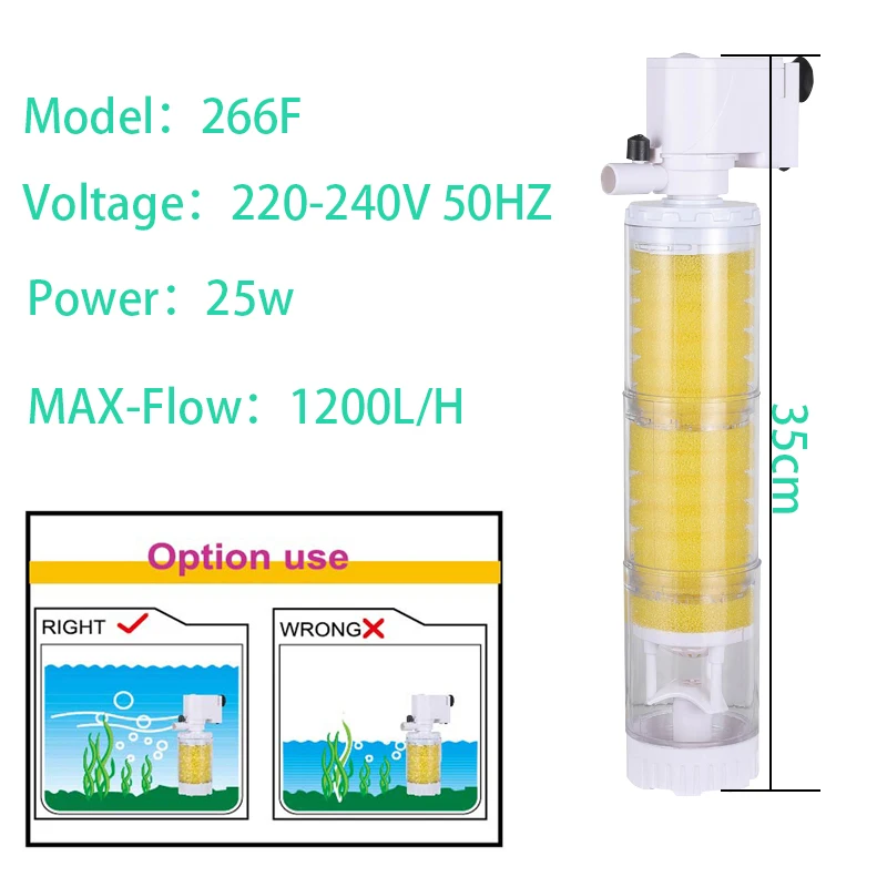 220V 3 in 1 Aquarium Multifunctionele Filterpomp Zuurstof Aquarium 4 Lagen Filter Aquarium Interne Filter Materiaal Luchtpomp: Light Grey