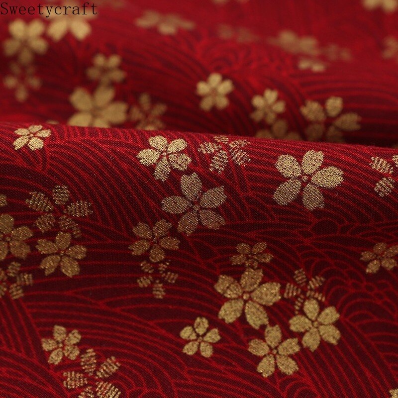 150 x 100cm kirsebærblomster trykt bronzerende almindeligt bomuldsstof tissus telas ecido kjole håndlavet sy patchwork tilbehør
