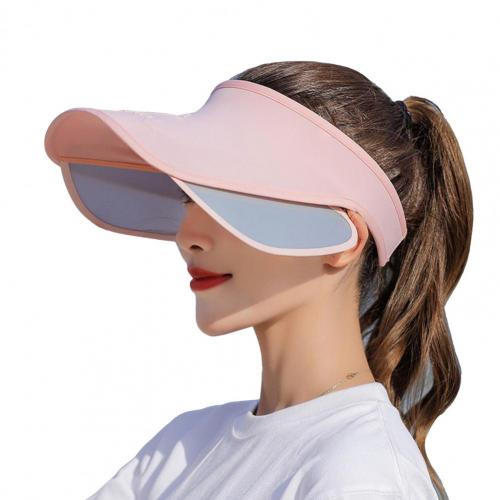 Outdoor Summer Hat Sunscreen Breathable Free Size Empty Cap Sun Hat Retractable Anti-Ultraviolet Hollow Top Hat With Large Brim: Pink