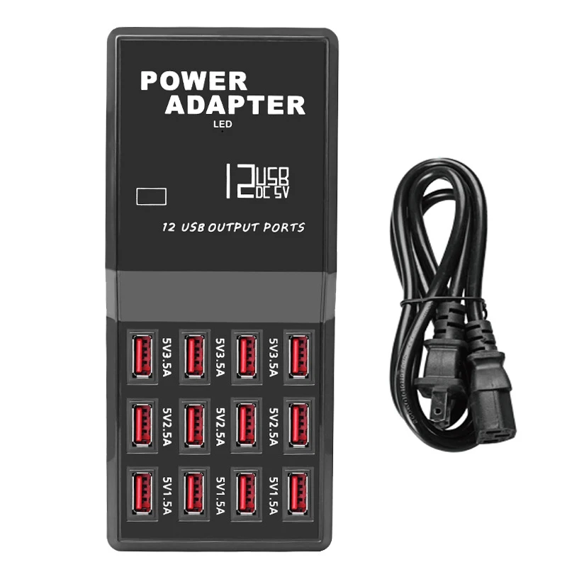 Draagbare 12 Poorten 5V 1.5a-3.5a Reizen Desktop Usb Oplader Hub Multi Usb Oplaadstation Voor Mobiele Telefoon Tablet