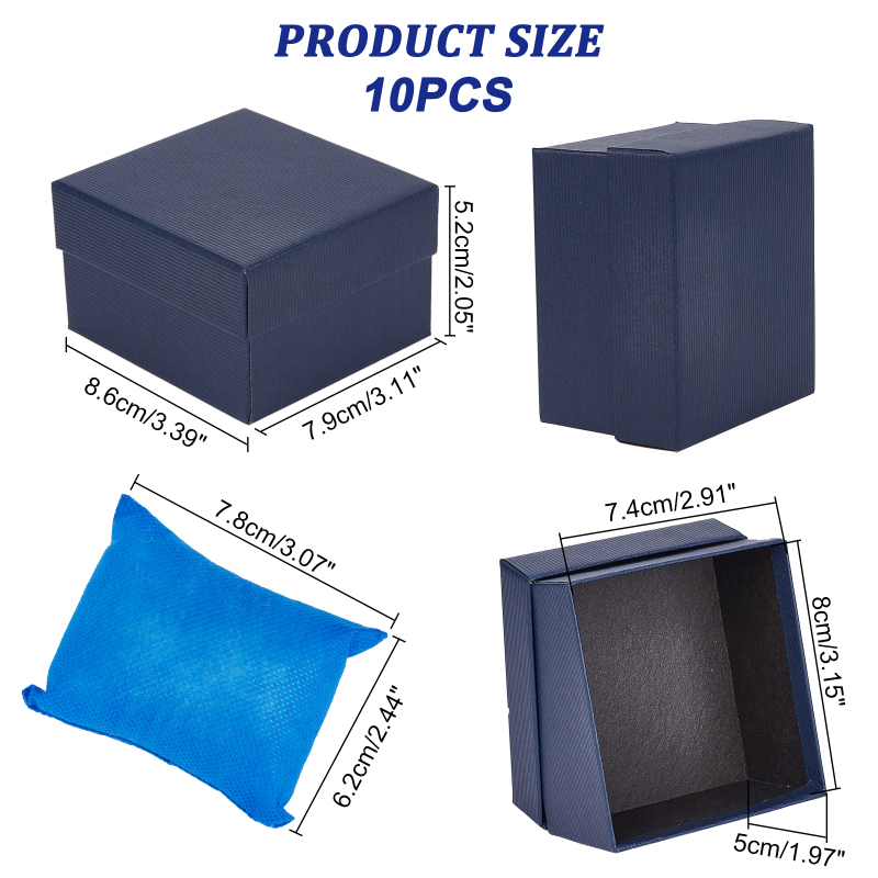 Caja de reloj individual negra de 10 Uds., caja de embalaje de de cartón de 3,4x3x2, soporte para relojes con almohada, soporte para pulsera, almacenamiento cuadrado: Amarillo claro