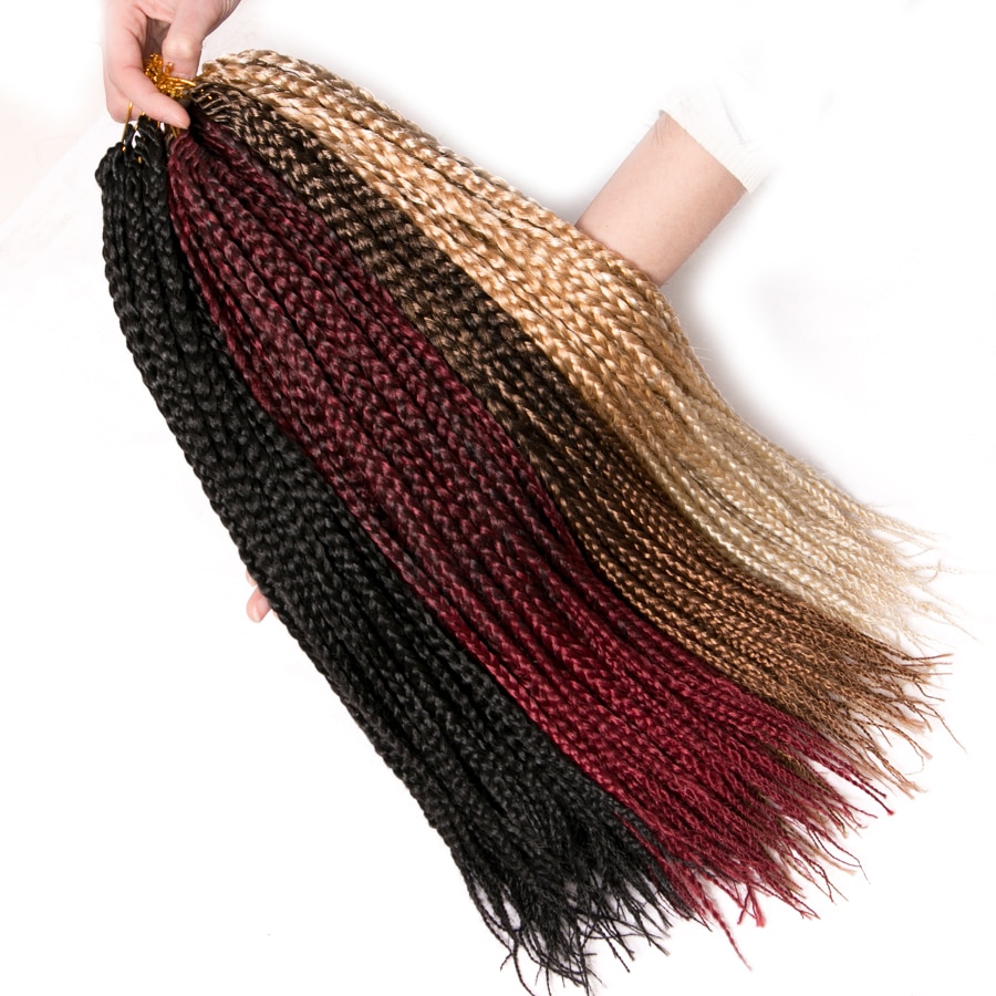 VERVES Box Braids Hair Synthetic 6 pack 14 inch and 18 inch Crochet Hair Extensions 22 Strands/pack Ombre Braiding Hair Braids