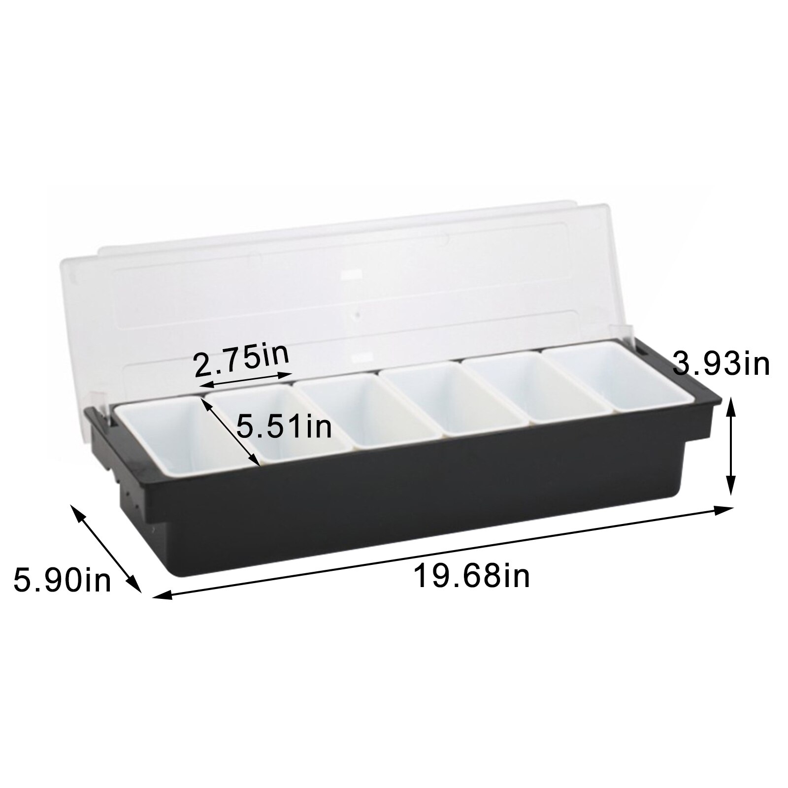 6 Compartment Condiment Dispenser Bar Fruit Caddy Garnish Tray Kitchen Spices Storage Holder Accessories