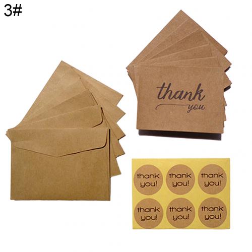 6 stk / sæt vintage tomt kort tak lykønskning kraftpapir kort kuverter bryllupsfest reception håndværk foldbare postkort: 3