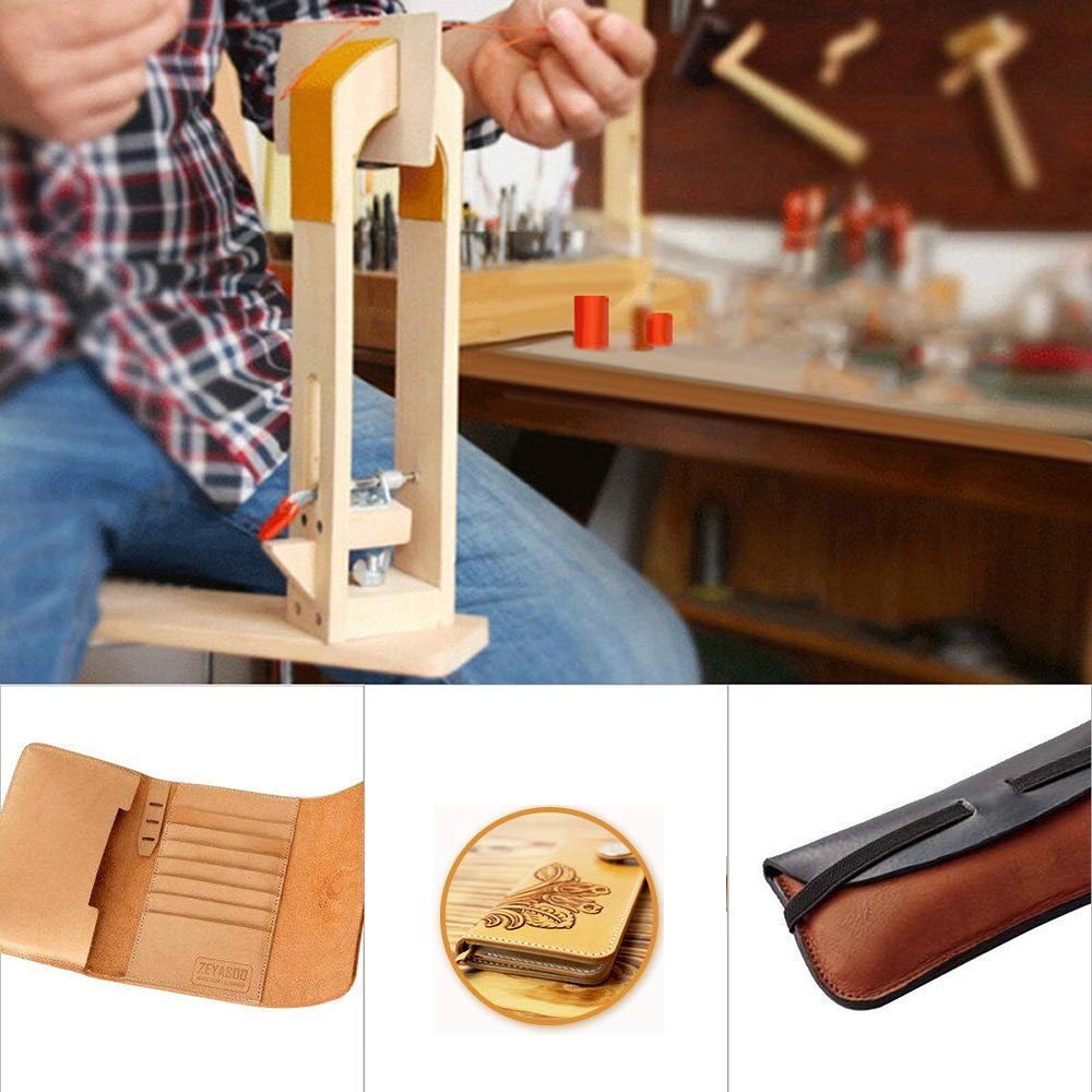 Wood Leathercraft Hand Stitching Pony Leather Craft Lacing Sewing DIY Table Desktop Tool Hand Tool Set
