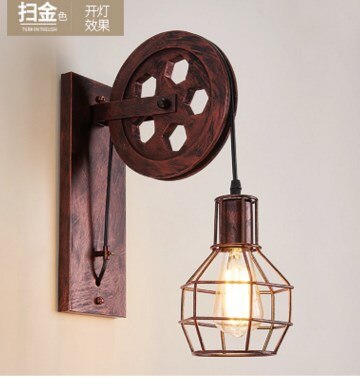 Løfteremskive væglampe retro jern loft lys spisestue korridor værelse dekorativt lysarmatur boligindretning væglampe: B