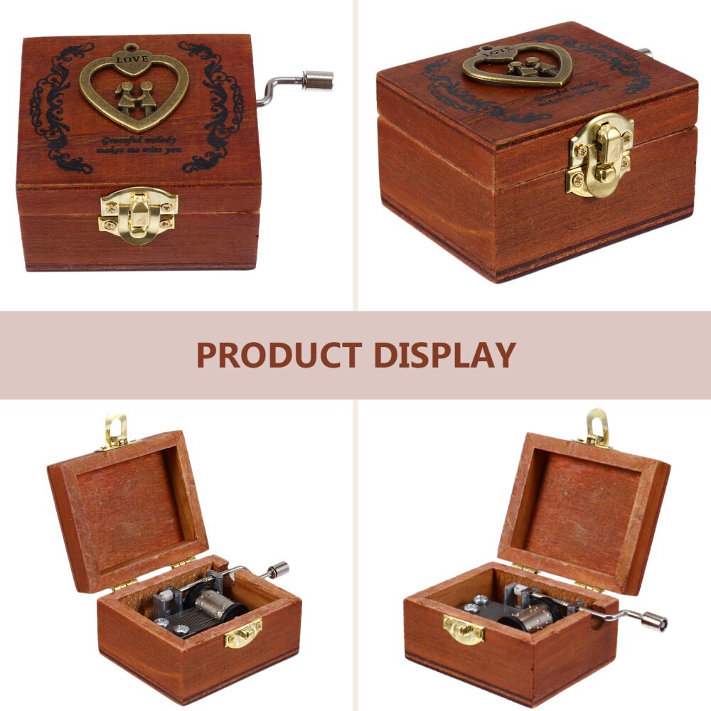 1Pc Retro Valentine's Day Box Manual Musical Box Love Heart Musical