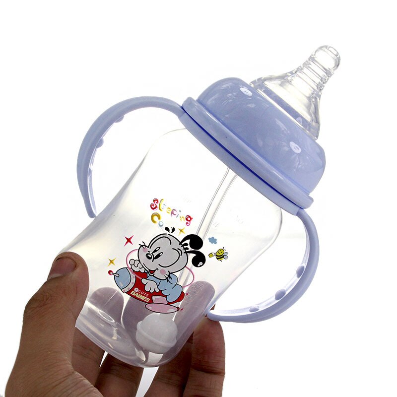 240Ml Baby Melk Fles Brede Hals Bpa Gratis Zachte Siliconen Zuigfles Met Feeder En Handvat Voor kids