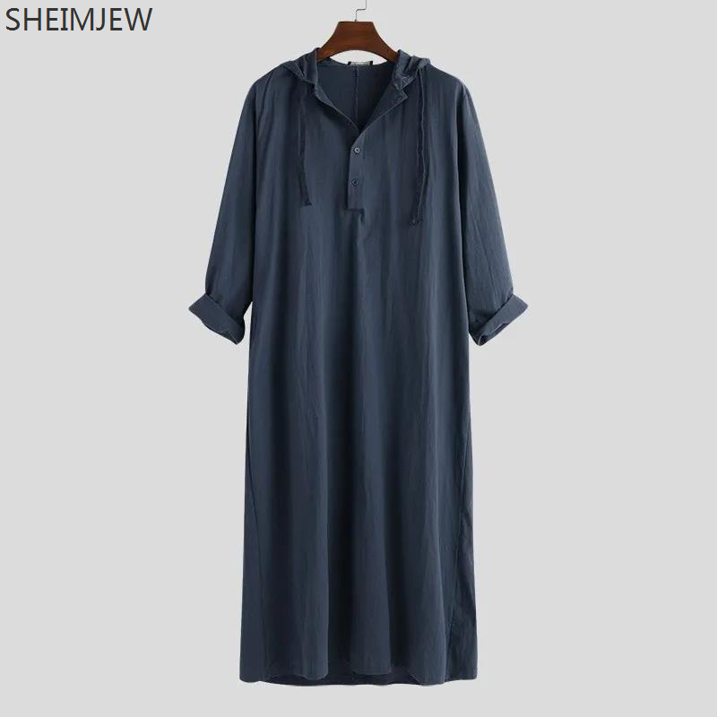 2024 estilo árabe simples longo masculino com capuz longo robe muçulmano roupas turco abaya moda islâmica cor sólida ramadan robe
