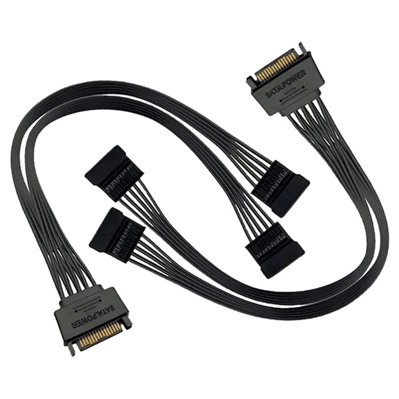 2PCS SSD Power Cable Hard Drive Power Cable SATA 15 Pin Male To 2XSATA 15 Pin Female Power Y-Splitter Extension Cable