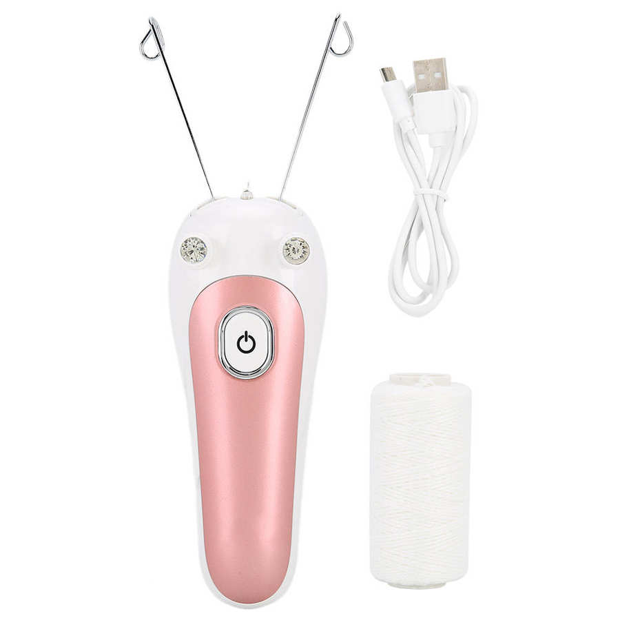 Elektrisk bomullstråd epilator dam ansiktshårborttagning laddningsbar dragyta enhet smärtfri kvinna hårborttagning defeatherer: Rosa