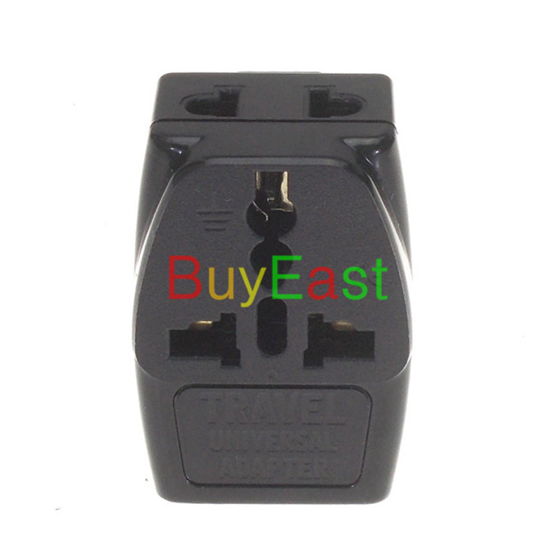 Adaptador de 3 vías para viajes de Rusia, Francia, Corea, Alemania e Israel Schuko, convertidor AU/UK/US/EU .... enchufe del mundo en Color negro
