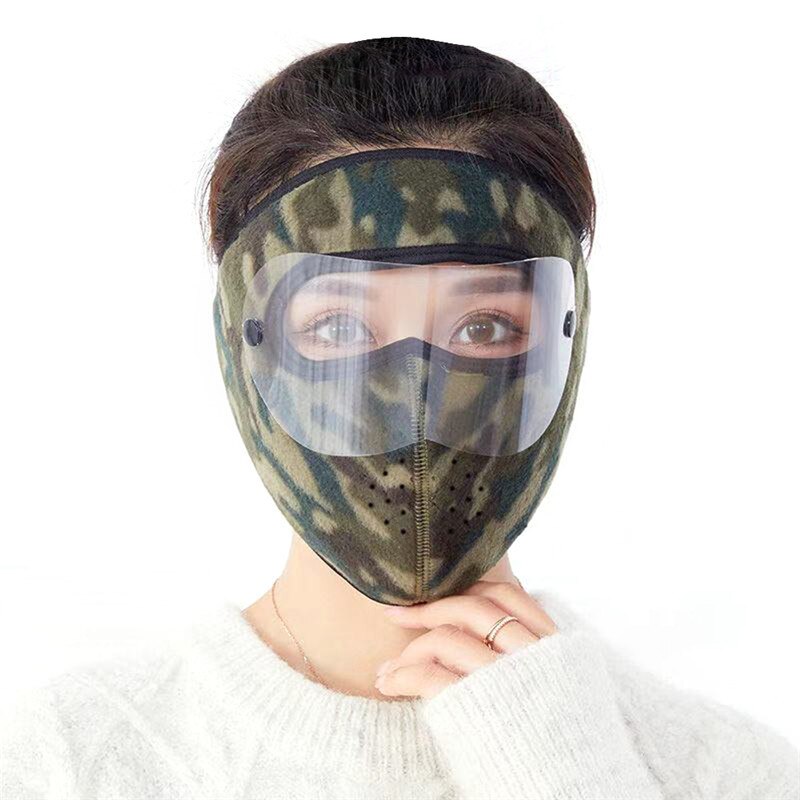 Winter Warm Mask Heating Thickened Fleece Mask Earmuffs For Women Men Outdoor Windproof Dustproof Face Ear Protection Full Masks: Camouflage