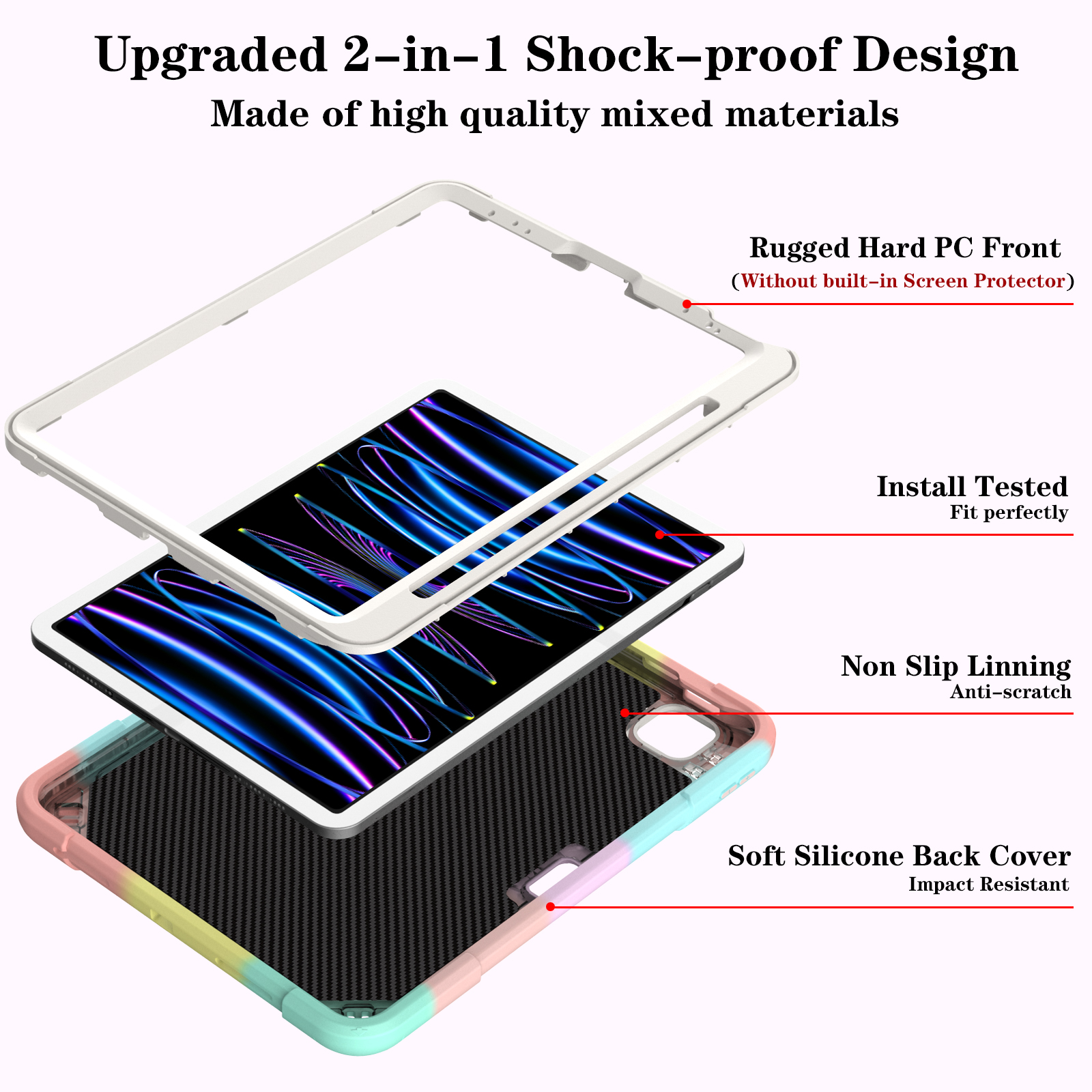 Case For iPad Air 4 5 10.9 inch Pro 11 PC Silicone Folding Built-in Kickstand Cover Shoulder Strap Pen Slot