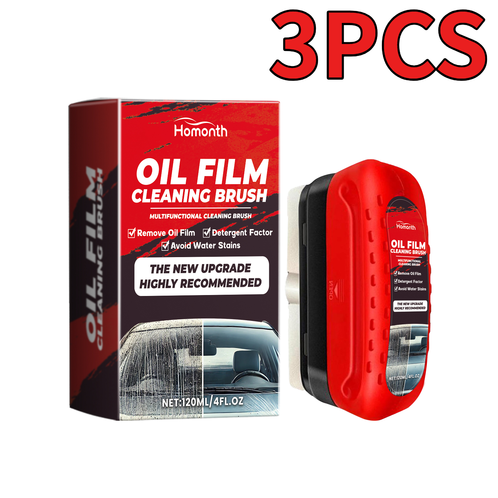 Automotive Car Oil Film Cleaning Brush Car Glass Oil Film Cleaner Windshield Cleaning Polishing Care Maintenance Brush: Orange