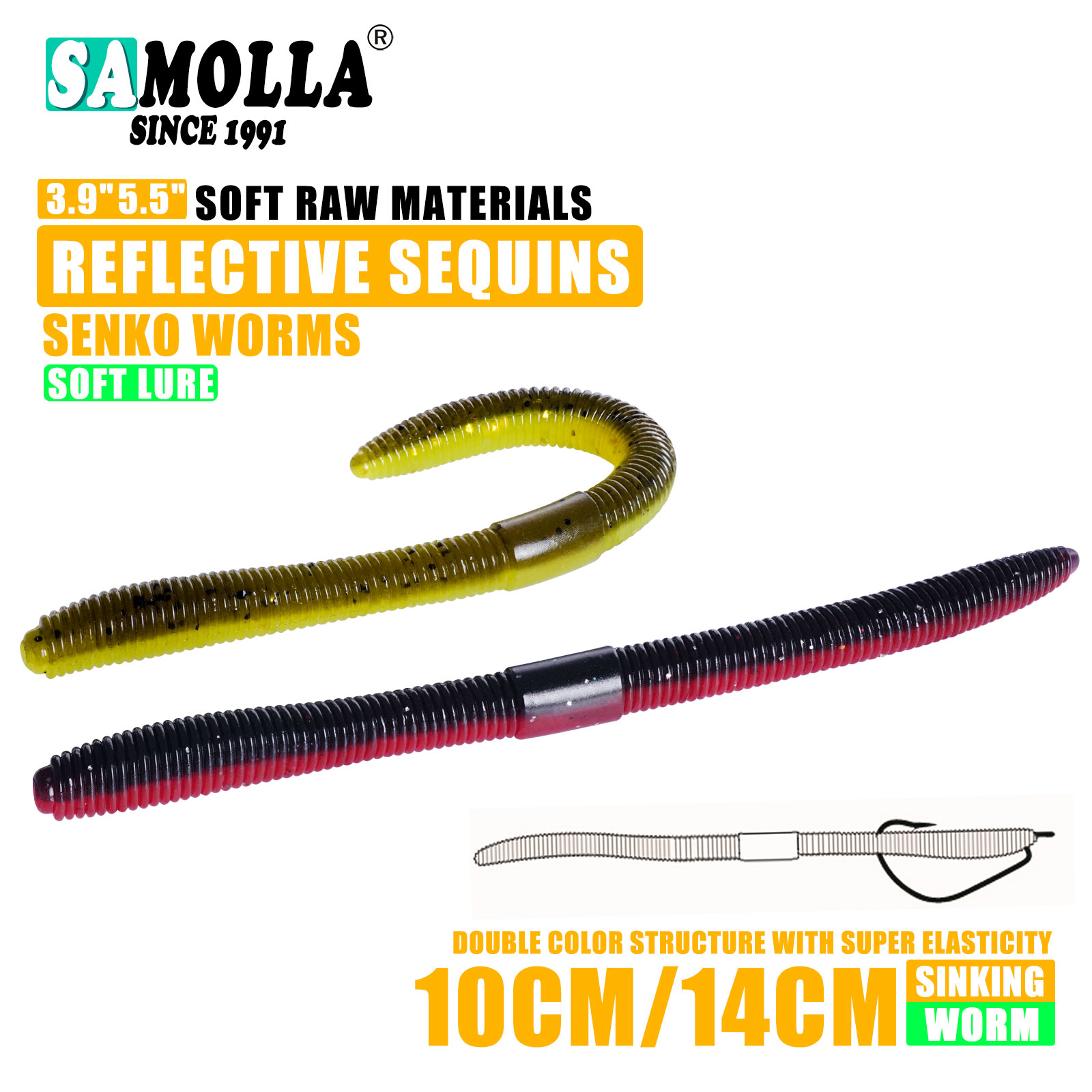 10 cm/14 cm 10/15 unids/bolsa cebo suave Senko gusano palo loco cebos de gusano Leurre Souple Wobblers para todos los peces Pesca señuelo de Pesca de lubina