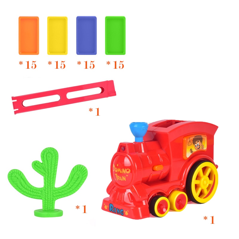 Juego de dominó eléctrico automático para niños, juguete de plástico de dos tipos de tren, modelo mágico automático, Juguetes educativos de dominó: 01
