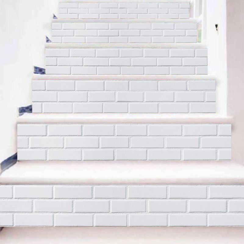 6 stk/sett 3d keramiske fliser trapp stigerør gulvklistremerke selvklebende diy trapp vanntett pvc veggdekal hjemmeinnredning