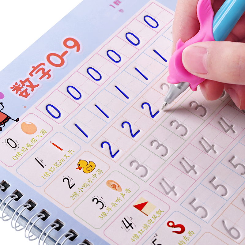 Arabische Cijfers Chinese Kalligrafie Schrift Herbruikbare Groef 0-6 Jaar Oude kinderen Schrift Onderwijs Educatief Speelgoed