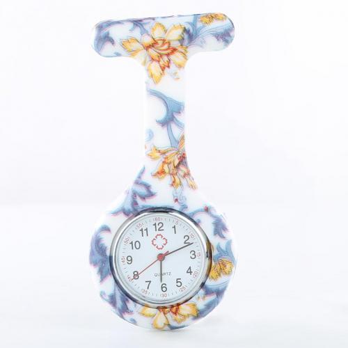 Reloj de enfermera con esfera redonda, reloj con números arábigos, de silicona, galvanoplastia, , broche de enfermera para Hospital: 13