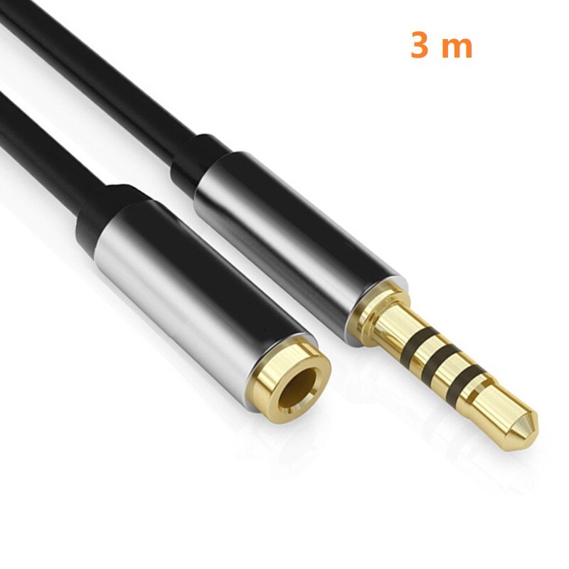 Man-vrouw Aux Kabel Hoofdtelefoon Verlengkabel 3.5 Mm Jack M/F Audio Stereo Extender Cord Oortelefoon 3.5mm Kabel: black 3m