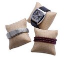 12 stks Kleine Linnen Armband Horloge Kussen Sieraden Displays 8 cm * 8 cm: flaxen