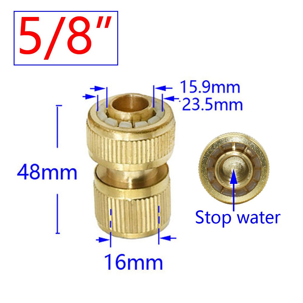 1/2&quot; 5/8&quot; 3/4&quot; Garden Quick Connector Brass Copper Thread Joint Irrigation Hose Waterstop Fittings Watering Tube Adaptor 1pc: 5I8 Waterstop