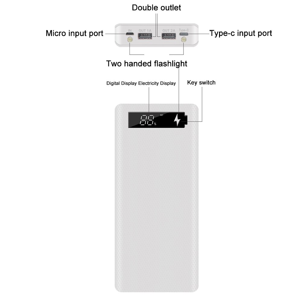 Caja de carga rápida para teléfono móvil, Micro USB tipo C, USB Dual, portátil, 6x18650, 5V