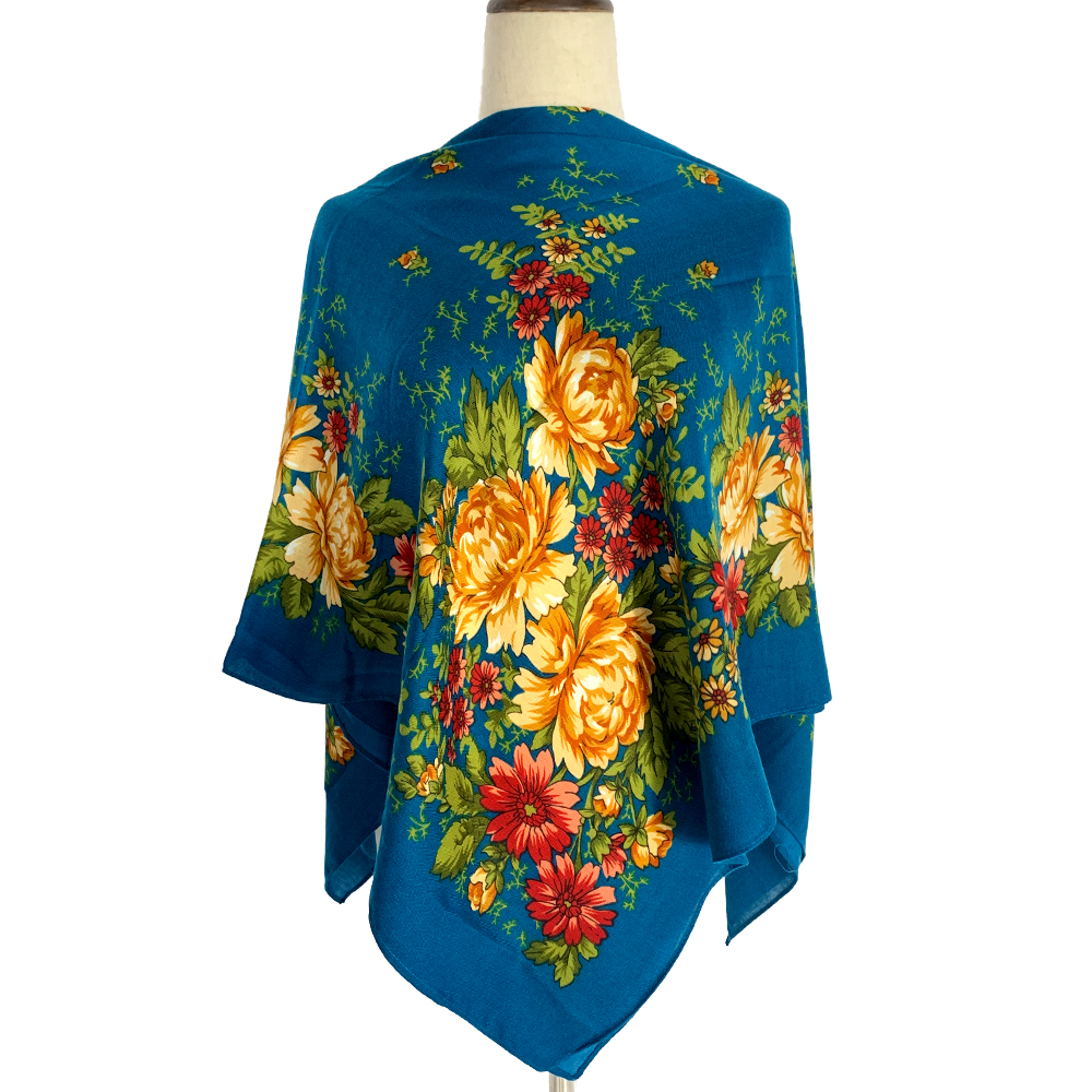 Foulard nazionale grande Bandana 2023 nuova viscosa stampa floreale scialli quadrati e impacchi per le donne sciarpa da viaggio Boho scialle russo: Oro