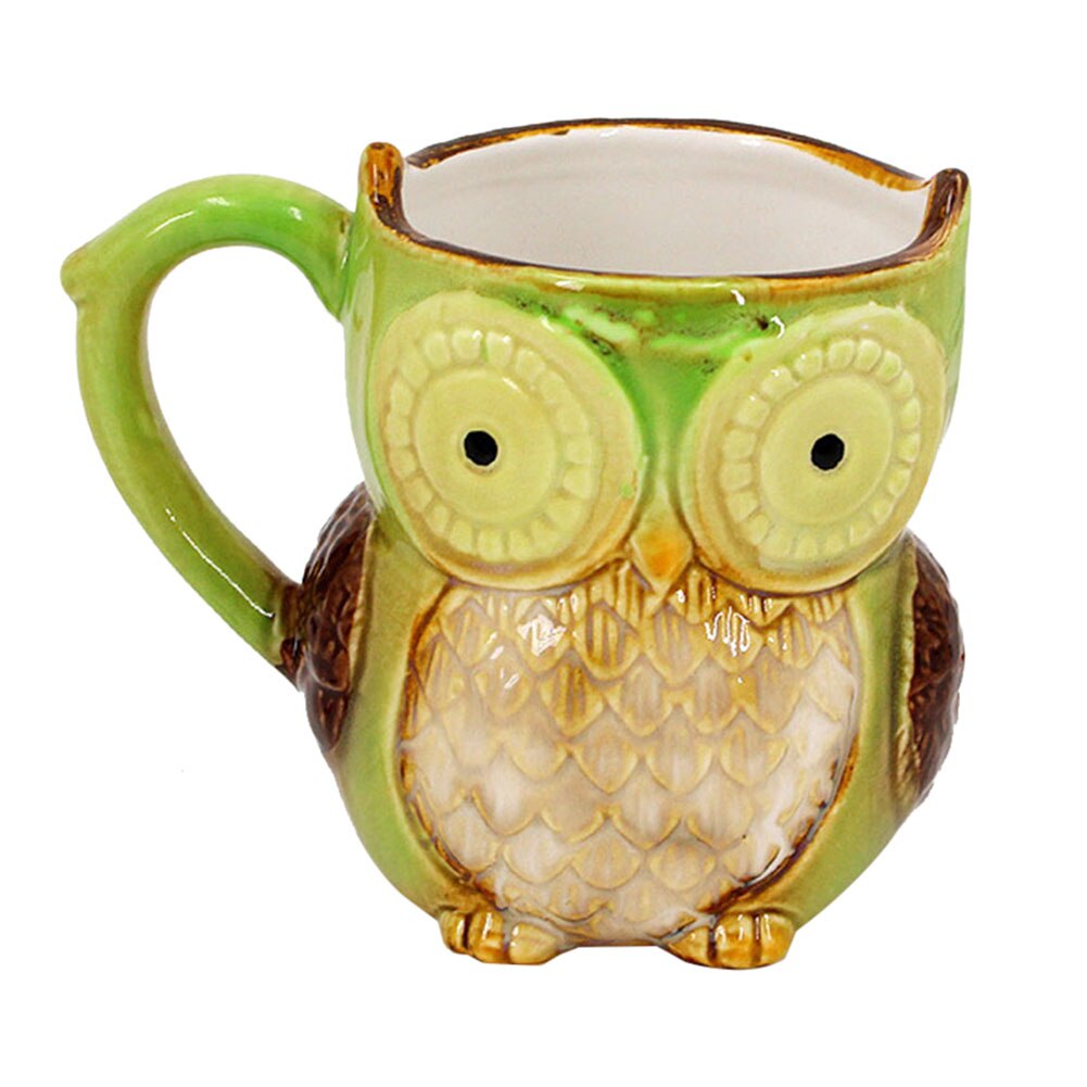 3D Animal café verre mignon tasse hibou imprimé lait café tasse fleur Vase Cocktail en céramique tasses bureau noël Village décor: A1