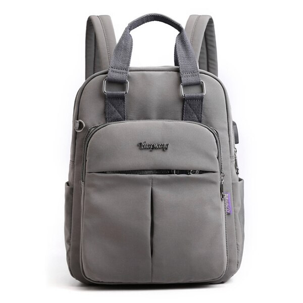 ACELURE Anti-vol USB Charge Nylon sac à dos étanche femmes école sacs à dos sac à dos sacs d'école adolescentes filles sac de voyage: Gray