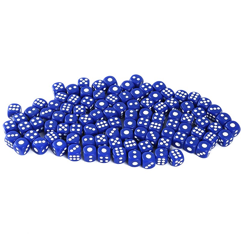 100 Pcs Opaque 13mm Six Sided Spot Dice Party Dice Gambling Game Dices BBQ Party Family Plastic 1 Pack Fun Game Multicolour: Blue