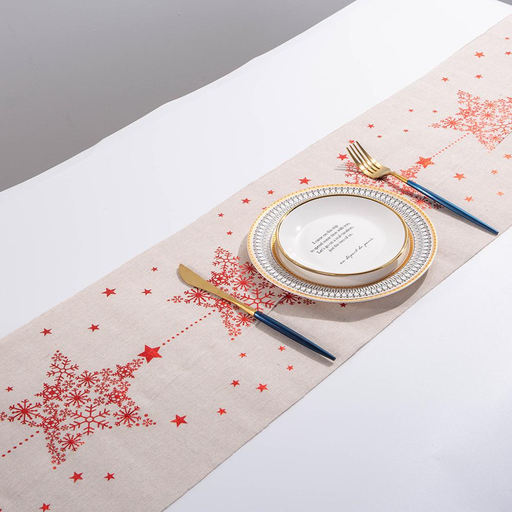 28x270CM Kerst Tafel Sneeuwvlok Mat Tafelkleed Kerst Vlag Thuis Party Decoratieve Kerstman Tapestry Tafellopers FB: 05