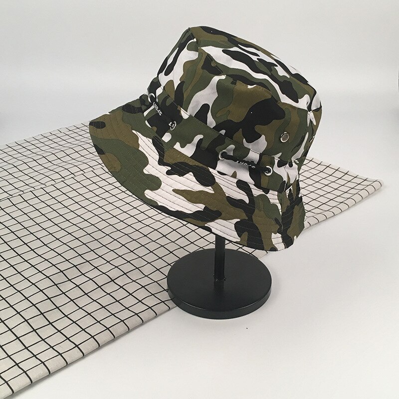 Fisherman Hat Female Spring and Summer Sun Protection UV Bucket Hat Wild Face-lift Drawstring Sun Hat Outside Sport Bucket Hat: Camo 1