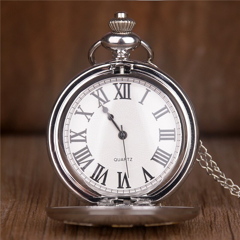 men's pocket watch silver DAD quartz pocket watch treasure Fob watch