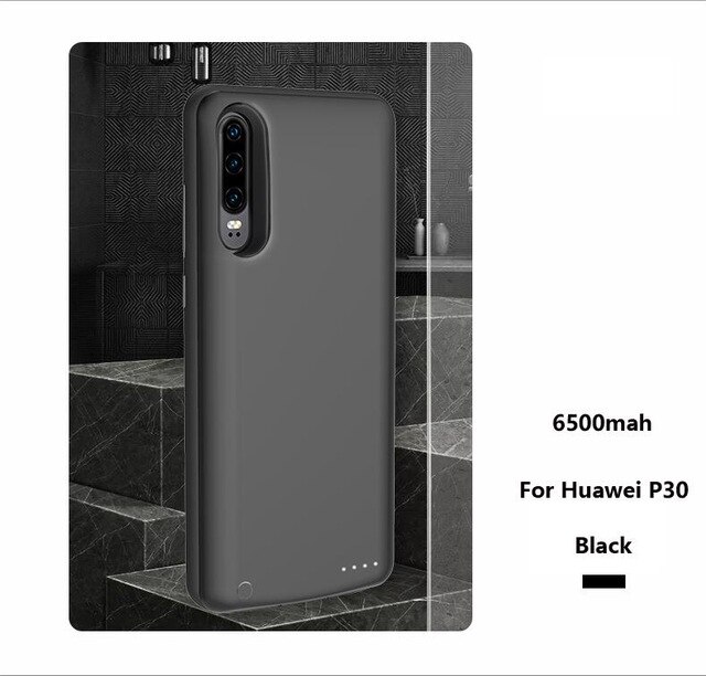 Externe Batterij Oplader Gevallen Voor Huawei P30 Pro Battery Case Backup Power Bank Opladen Cover Voor Huawei P30 Powerbank Case: Black for P30