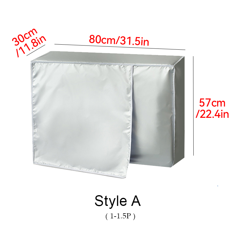 Capa para ar condicionado, 4 tamanhos, dispositivo externo, capa para máquina principal, à prova d'água, antipoeira, anti-neve, saco de limpeza, protetor: Cinza claro