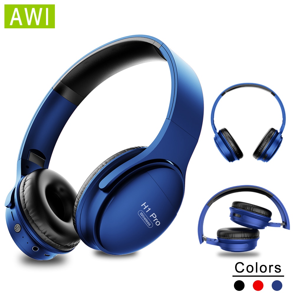 Awi H1 Bluetooth Hoofdtelefoon Draadloze Headset Stereo Over-Ear Ruisonderdrukkende Oortelefoon Gaming Headset Met Microfoon Ondersteuning Tf-kaart